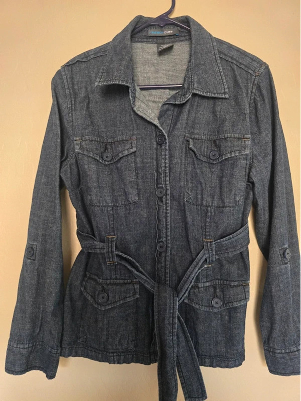 French Cuff dark gray denim cotton jacket